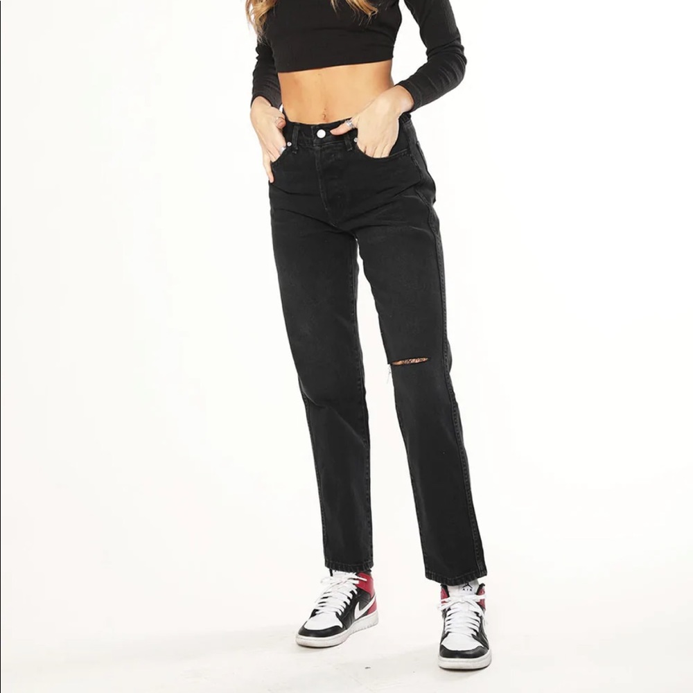 Revice Straight Leg Jean Size 24 - black with slit under back pocket
